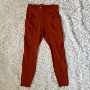 All In Motion, Orange Legging, Pockets & Drawstring, Size S